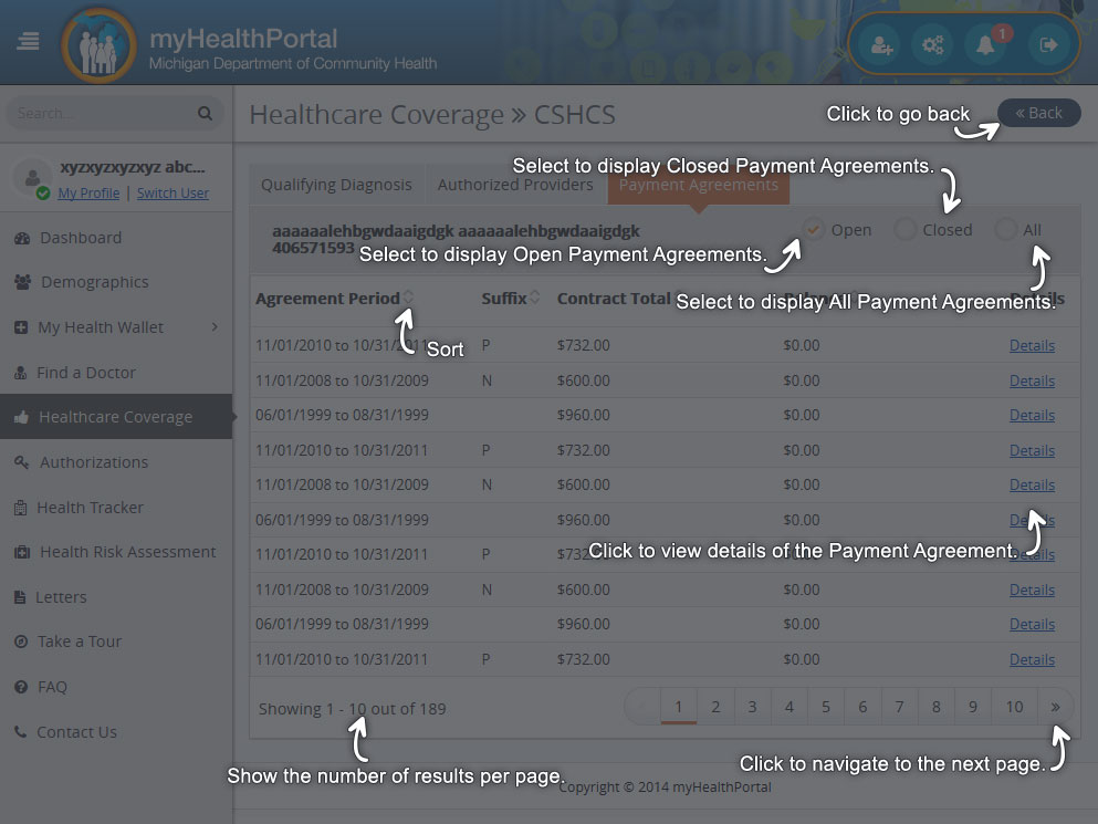 Help - CSHCS (Payment Agreements)